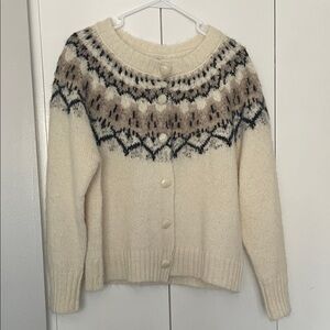 Joie Cream and Brown Patterned Cardigan